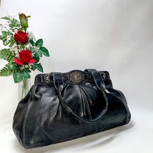 Gorgeous Coach Leather Turnlock Satchel Black Large